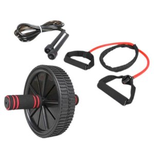 Trojan 3 Piece Toning Workout Exercise Ab Wheel, Skipping Rope, Resistance Band