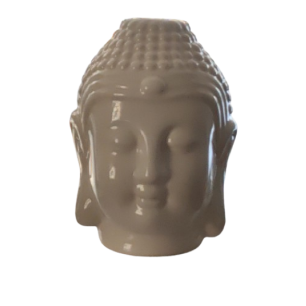 Ceramic Indian Buddha Head (White)