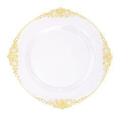 Elegant Transparent Gold Phoenix Rimmed Wedding Charger Plates - 12-Piece