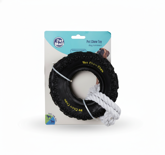 Pet Mall Large Dog Chew Toy with Tire Shape and Rope