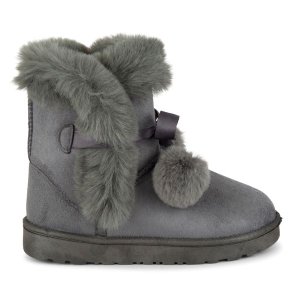 TTP Women's Suede Ankle Polar Boots with Ribbon Decor