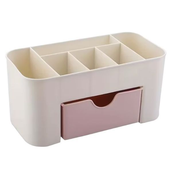 1 Piece Pink Desktop Cosmetic Organizer with Drawer - Vanity Organizer