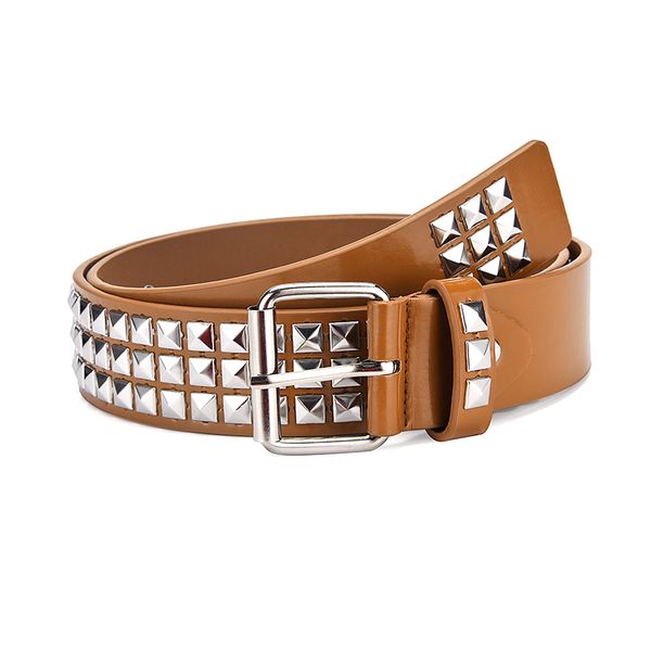 Vintage Punk PU Leather Rivet Studded Grommet Belt for Jeans Pants