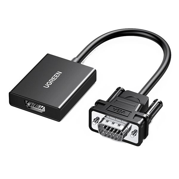 UGreen 50945 VGA Male to HDMI Female With AUX + USBC Pwr Port Adap-BK