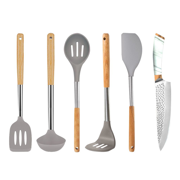 Set of 6 - Silicone Utensils - Heat Resistant - Non-Stick Cooking Utensils