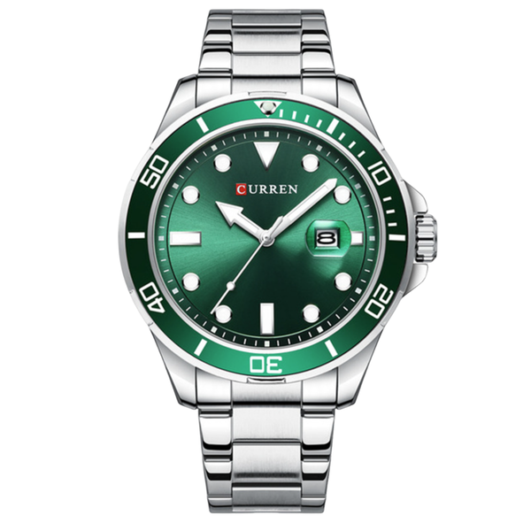 Curren 47mm Men's Stainless Steel Strap Wrist Watch - Silver Green