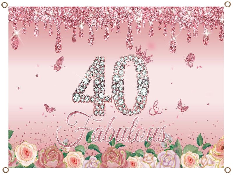 40 and Fabulous Banner PVC Rose Gold 1.3MX900MM