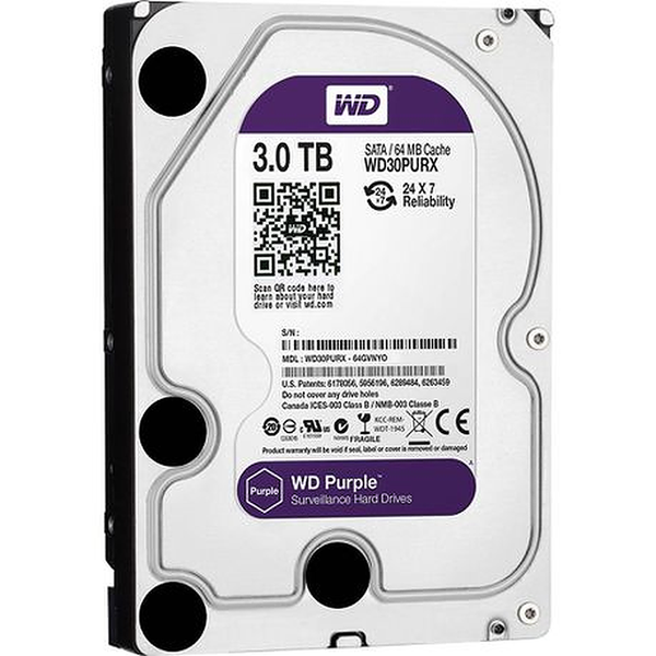 WD Purple 3.5 Inch SATA Hard Drive - 3TB