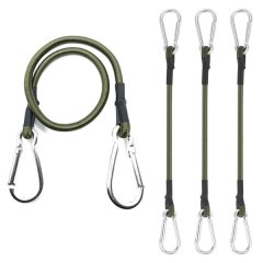 4 Piece Carabiner Bungee Cords with Hooks - Heavy Elastic Straps,24