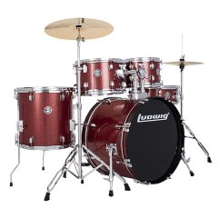 Ludwig 5pc Accent Fuse Drumset With Hardware &amp; Cymbals - Red Sparkle
