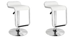 Low Back Leather Bar Chair Stools - White