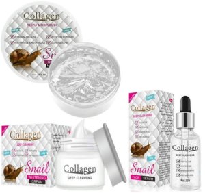 Collagen Snail Skin Repairing Face Serum Cream &amp; Soothing Gel