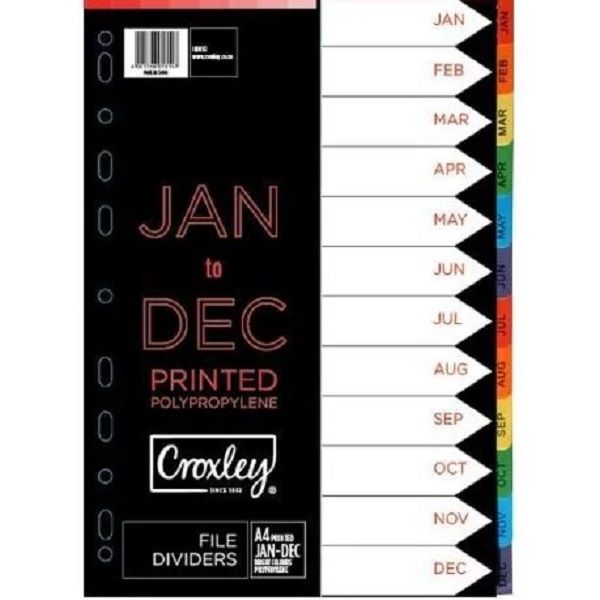 Croxley Indices Printed Jan - Dec Set (Pack of 10)