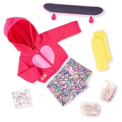 Our Generation 18-Inch Deluxe Outfit with Hoodie and Skateboard