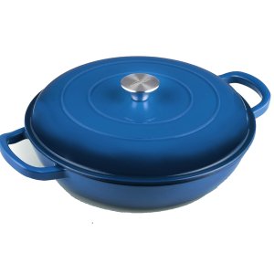Chef's Choice Cast Iron Skillet Braiser Pan with Lid - 30cm 3L Enamel