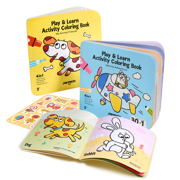 Jar Meló - Play &amp; Learn Colouring Book Set: Vehicles &amp; Animals - 2 Books