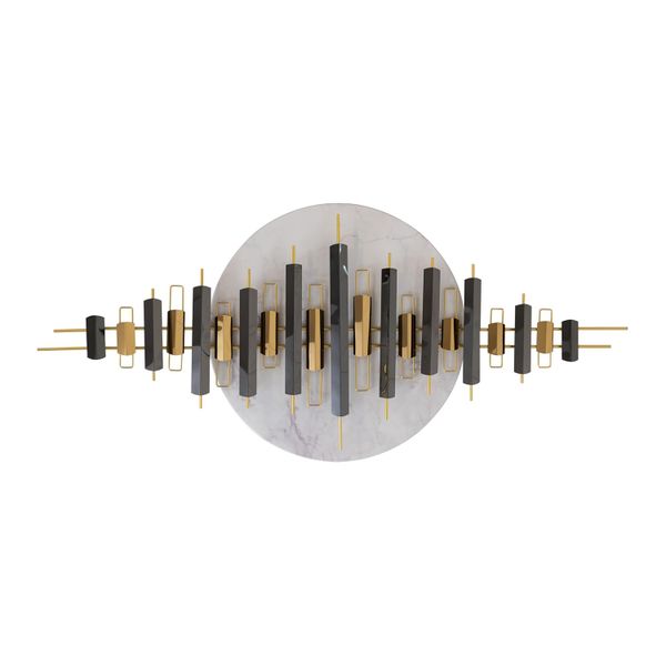 Modern 3D Metal Wall Decor - Geometric Circle &amp; Lines