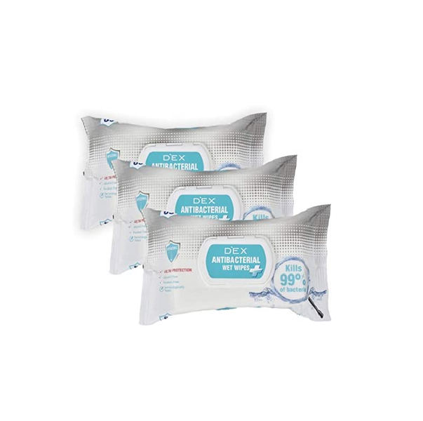 Dex Luxury Antibacterial Wet Wipes 60's Value 3 Pack