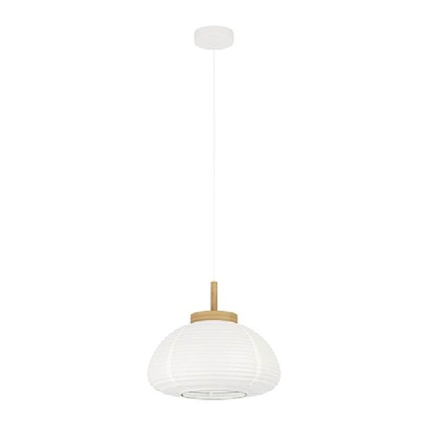 Eurolux - Summerhill White and Brown Pendant Steel &amp; Wood Dimmable E27