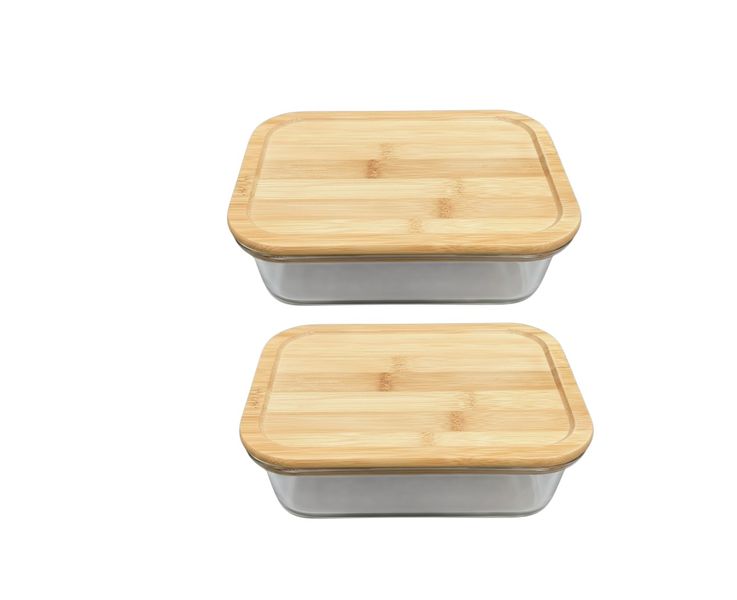 640ml Square Glass Food Storage Container - Set of 2