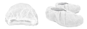 Disposable Pack of two-Mop Caps, Overshoe Covers -White