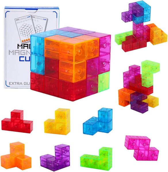 3D Magnetic Building Blocks Magic Magnetic Cubes with 54 Guide Cards