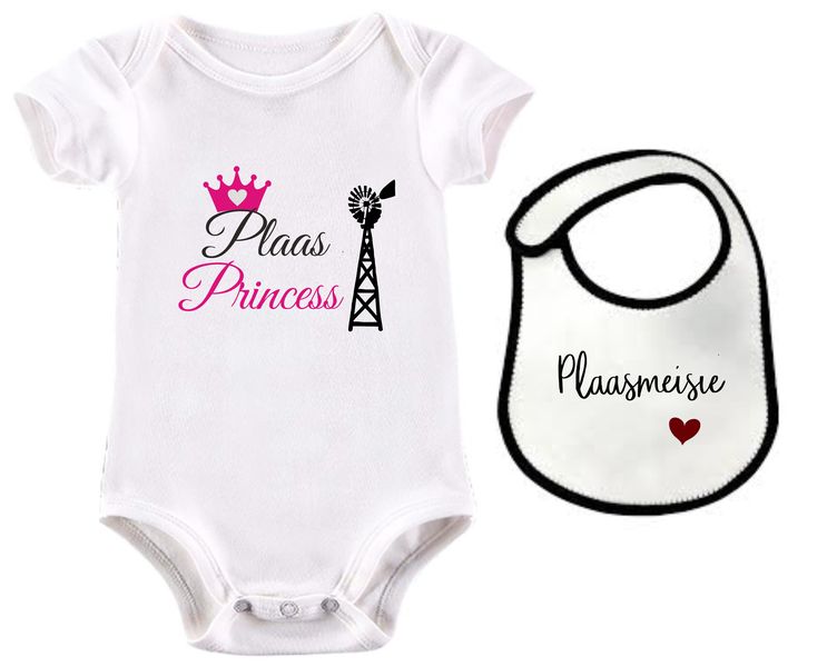 Plaas Princess Afrikaans baby grow &amp; bib combo