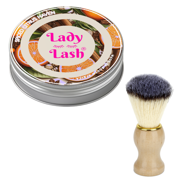 Lady Lash Natural Spiced Citrus Haven Shaving Soap &amp; Brush Combo for Women