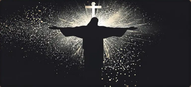 XXL Gaming Mouse Pad - llluminated Jesus &amp; Cross - 90x40cm
