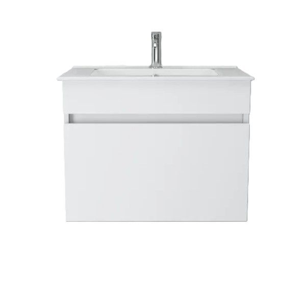 Bathroom Cabinet and Basin Wall Mounted Pure White (One Drawer)