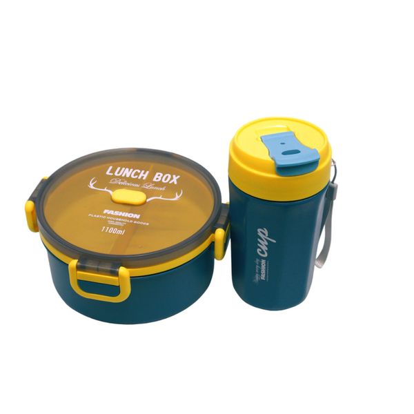 Round 1100ml Container Double Layer and Travel Coffee Drink Cup 500ml