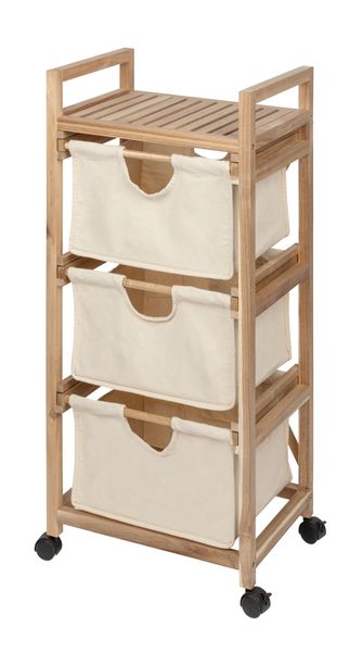 Wenko - Laundry Trolley W. 3 Drawers - Acina Range - Acacia Wood
