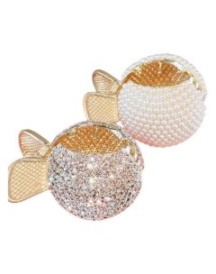 2 Piece Rhinestone &amp; Pearl Detailed Hair Claw Clips - Gold