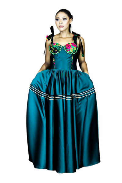 Africa Fashion House Anna-Mo Green Poke Tsonga Dress