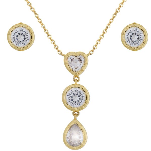 Stella Luna Robin Tri-Charm Jewellery Set-Clear Crystal Gold Plated
