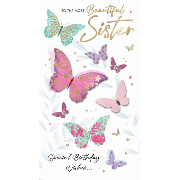 Greeting Card - Sister Birthday - Butterflies