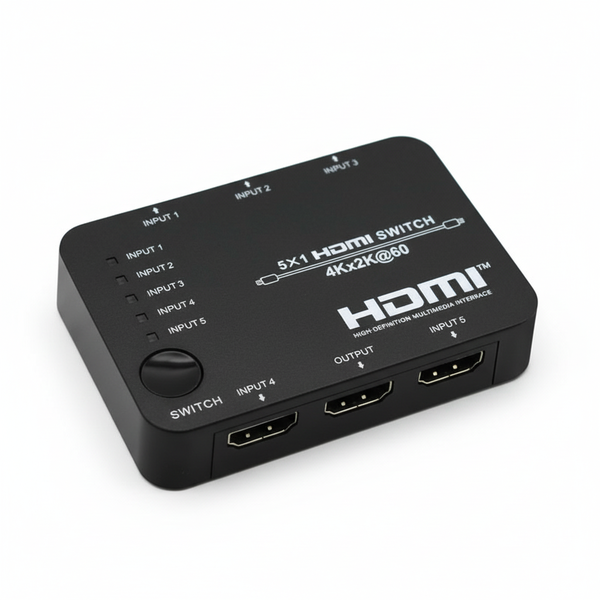 HDCVT HDMI Switch 5 Input to 1 Output, 4K 60Hz, 18Gbps