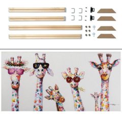 Canvas and DIY Frame Kit: Abstract Paint - Colourful Giraffe Family