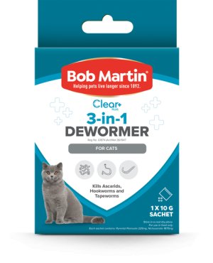 BOB MARTIN Clear+ 3-in-1 Dewormer Powder for Cats 10g