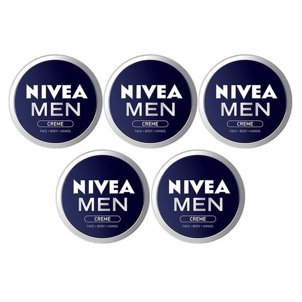 NIVEA MEN Face Creme Tin with Vitamin E, 5x150ml