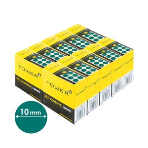 TOWER Green 10mm Sticker Dots, 7000 Colour Dot Stickers
