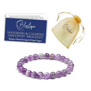 Soothing &amp; Calming Amethyst Bracelet Balance Mood Swings Dispel Anger - 8mm