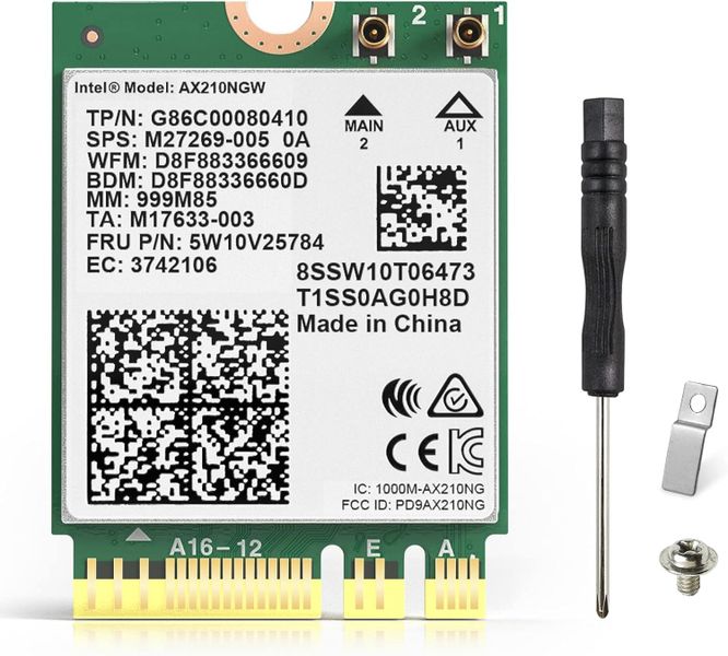 Wireless Card Intel AX210 NGW Bluetooth 5.3 5400Mbps Tri-Band 2.4/5/6 Ghz