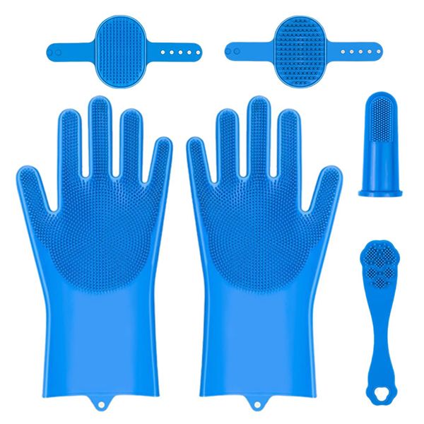 6Piece Pet Grooming Kit for Dogs - Dog Washing &amp; Grooming Gloves/Brush