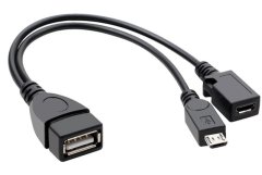 SlingTech USB2.0 A Female to Micro USB B Male + Micro Female Power Cable