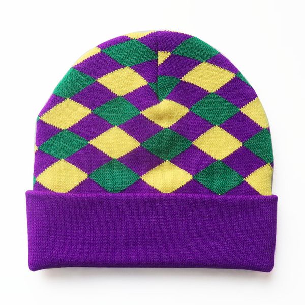 Diamond Pattern Colored Jacquard Knit Hat