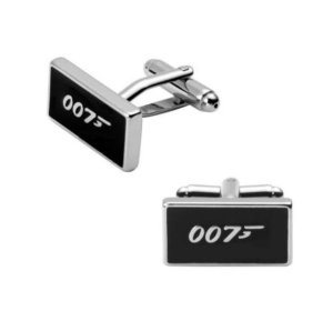 Dashing Dude - "James Bond 007" Silver &amp; Black Cufflinks