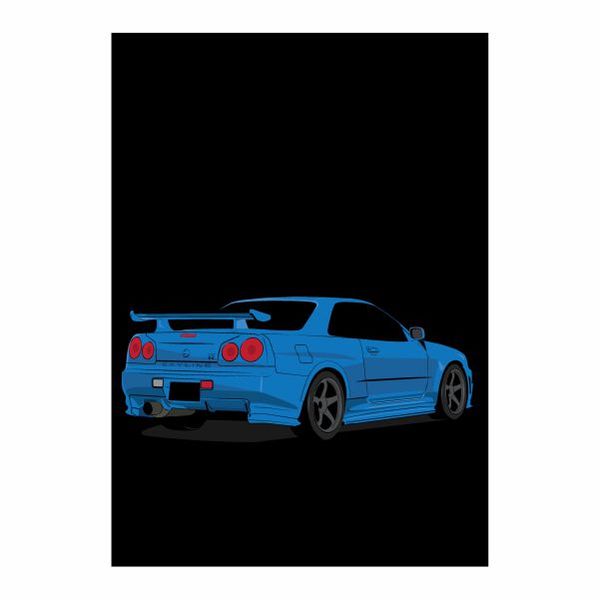 Nissan Skyline R34 Blue - A1 Poster