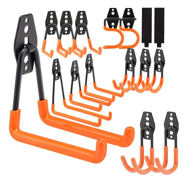 16Piece Garage Hooks Steel Garage Storage Hooks for Hanging Bike Ladder