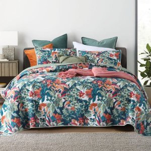 Luxurious Patchwork Bedspread 100% Cotton Quilted Embroidered-FrenchNavy